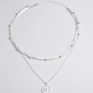 Silver Layered Sun Pendant Necklace - Women Jewelry